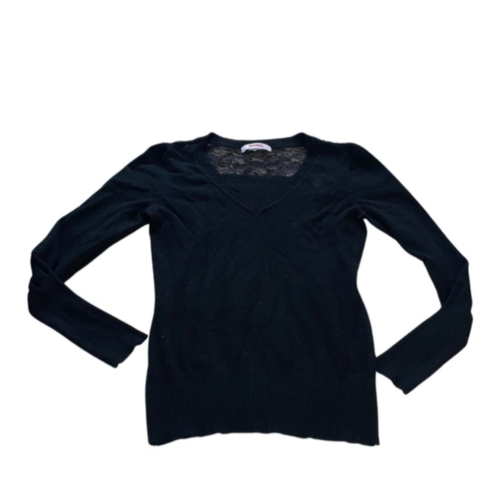 BONGO Black Sweater with Lace Accent